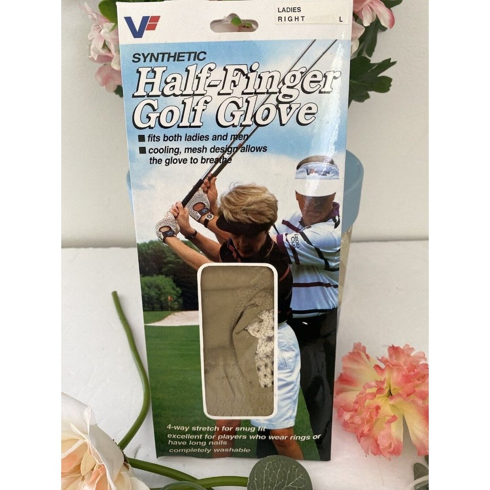 Valley Forge Synthetic Half-finger Golf Glove Ladies Right Large Cream‎ Color